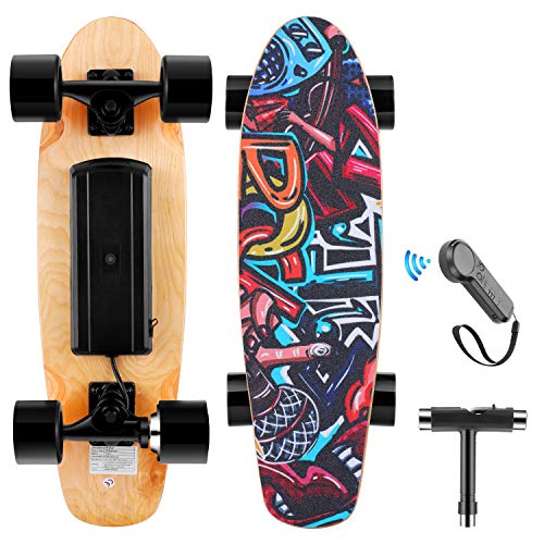 WOOKRAYS Elektrisches Skateboard, Elektro Skateboard mit Fernbedienung, 350W...