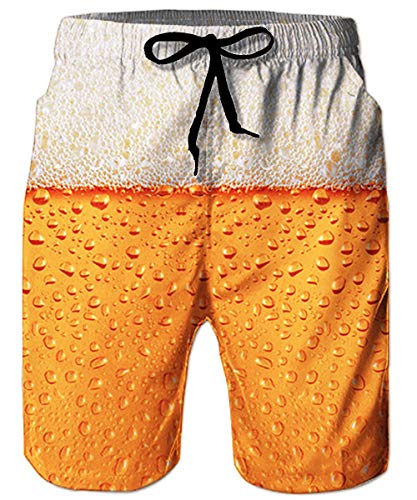 ALISISTER Badeshort Herren 3D Bier Druck Sommer Badehose Elastische Taille...