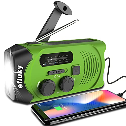 Efluky Solar Radio AM/FM Kurbelradio Tragbar USB Wiederaufladbar Notfallradio,...