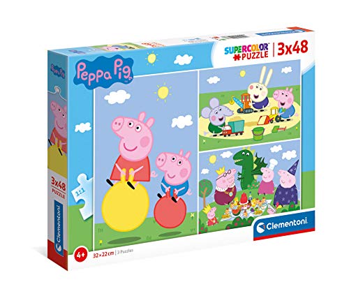 Clementoni 25263 Supercolor Peppa Pig – Puzzle 3 x 48 Teile ab 4 Jahren,...