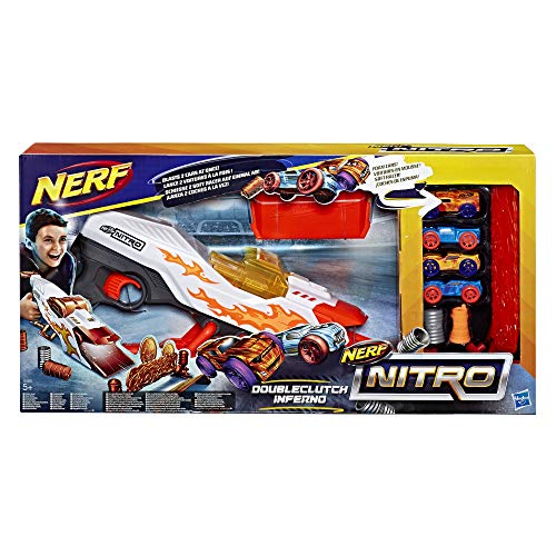 NERF Hasbro Nitro E0858EU4 Doubleclutch Inferno, Fahrzeugblasterset Multicolour