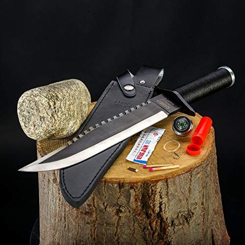 Deluxe Outdoormesser Jadgmesser im Stil 'Rambo II' mit Lederhülle und...