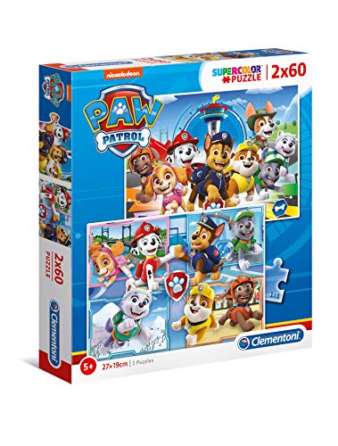 Clementoni 21617 Supercolor Paw Patrol – Puzzle 2 x 60 Teile ab 5 Jahren,...