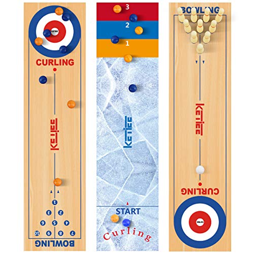KETIEE 3 in 1 Tisch Curling Spiel,120x30cm Curling and Shuffleboard Table-Top...