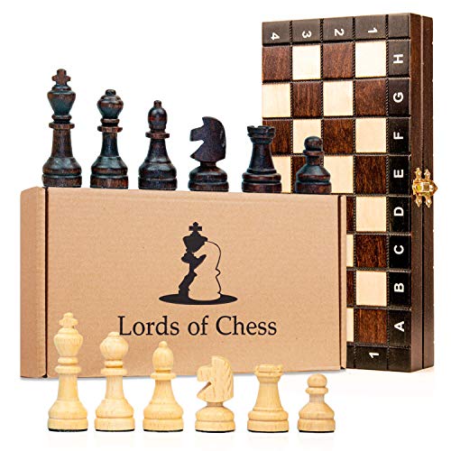 Schachspiel Schach Schachbrett Holz hochwertig - Chess Board Set klappbar mit...