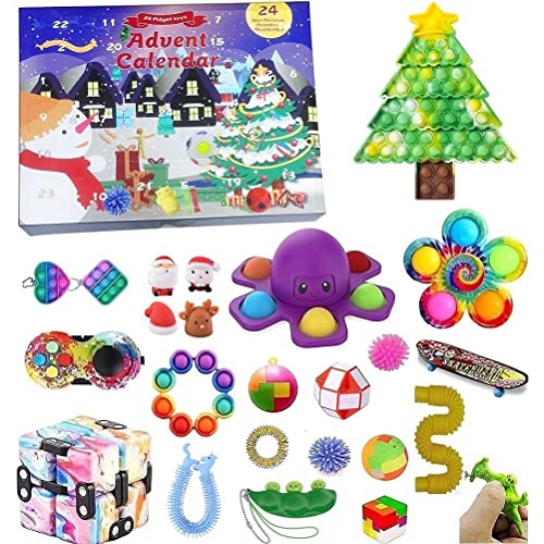 Bubbles Fidget Sensory Toy Adventskalender , 24 Stück Pop Push it Fidget Toys...