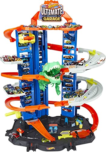 Hot Wheels GJL14 - City Robo-T-Rex, MEGAcity Parkgarage mit T-Rex Angriff,...