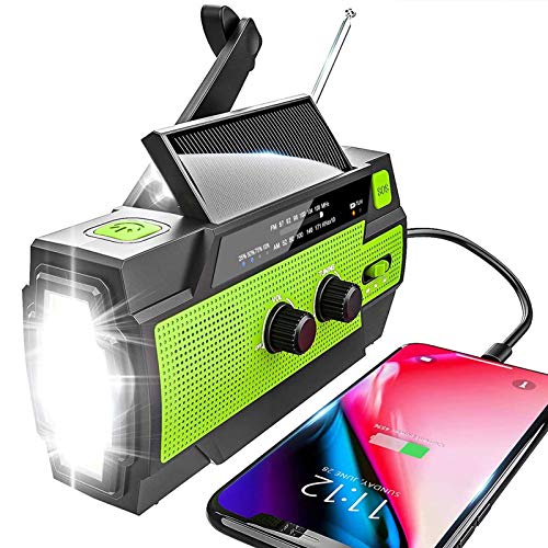 YIKANWEN Solar Radio,AM/FM Kurbelradio Tragbar USB Notfallradio mit 4000mAh...