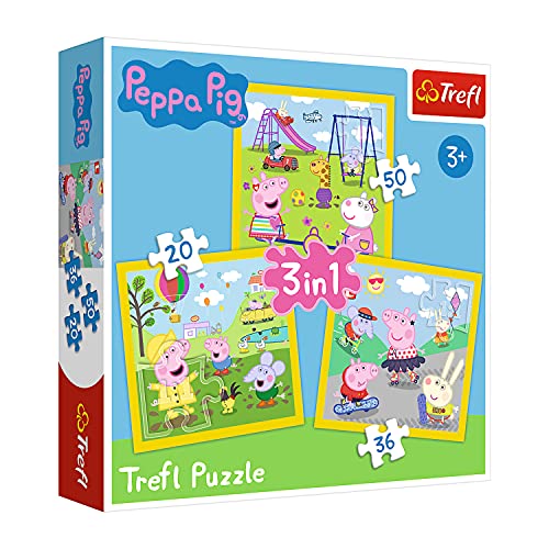 Trefl TR34849 Fröhlicher Tag Wutz, Peppa Pig 20 bis 50 Teilen, 3 Sets, für...