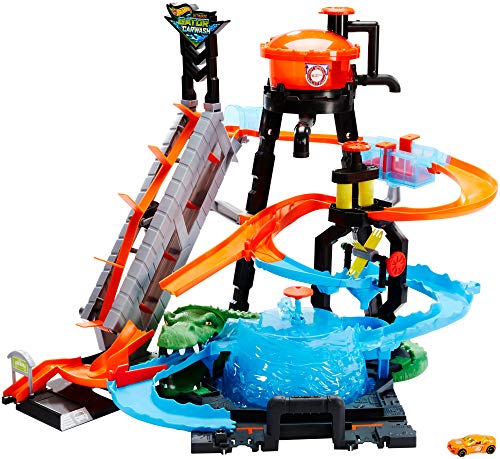 Hot Wheels FTB67 - City Ultimative Autowaschanlage mit Krokodil, Car Wash...