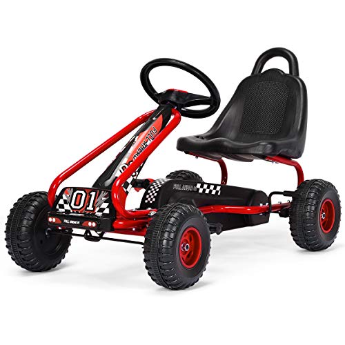 COSTWAY Gokart mit verstellbarem Sitz, Go Cart mit Handbremse, Tretauto bis 30kg...