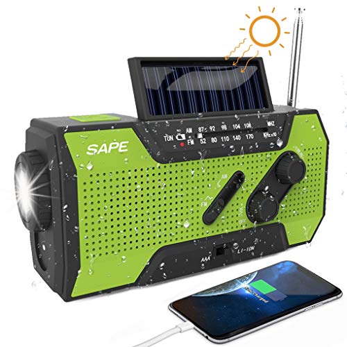 Solar Radio, Kurbelradio AM/FM Wiederaufladbare Dynamo Radio Wasserdicht LED...
