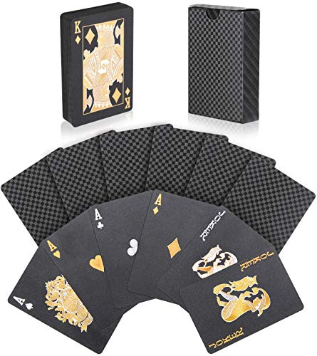 Joyoldelf Schwarze Spielkarten, Pokerkarten Wasserfest mit Rautenmuster auf der...