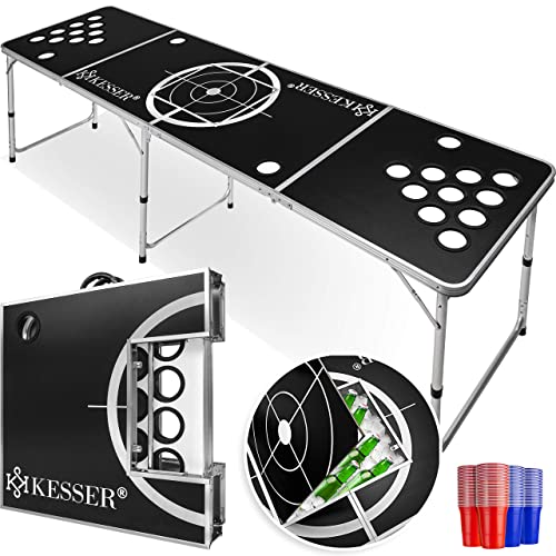 KESSER® Beer Pong Tisch Set - Inkl.Eisfach + 100 Becher (50 Rot & 50 Blau), 6...