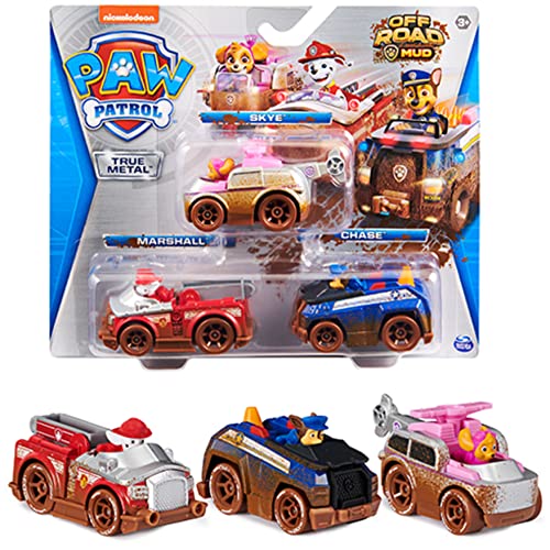 Paw Patrol True Metal 3er-Pack mit 3 Metall-Spielzeugautos von Skye, Chase und...