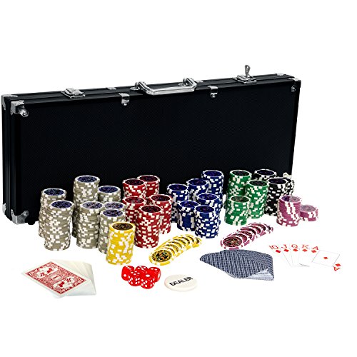 GAMES PLANET Pokerkoffer aus Aluminium mit 500 12g Laser-Chips mit Metallkern,...