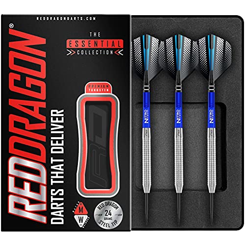 RED DRAGON Razor Edge Original 24 Gram Dartpfeile Tungsten Profi Steel Darts mit...