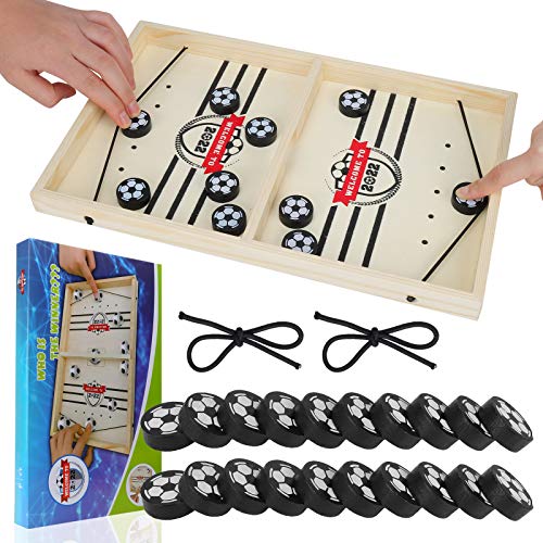 GUBOOM Brettspiel Hockey, Holz Schnelles Sling Puck-Spie, Bouncing Brettspiel,...