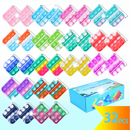 32 PCS Mini Squeeze Pop Bubble Fidget Bulk Sensory Toys, Silikon Regenbogen...