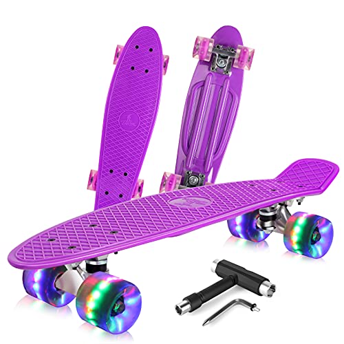 BELEEV Skateboard für Kinder Mädchen , 56 cm Cruiser Skateboard Anfänger...