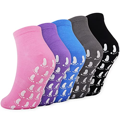 Jeasona 5 Paare Stoppersocken Damen Bunt Baumwolle ABS Socken Damen Yoga Socken...