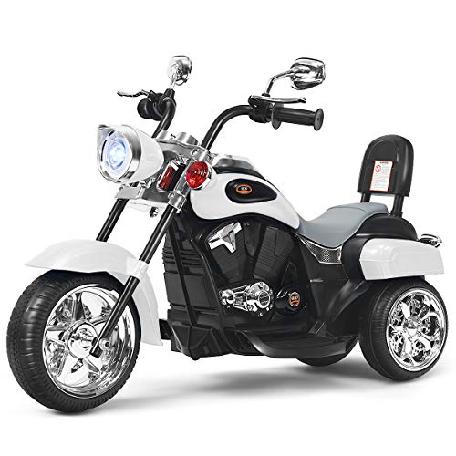 COSTWAY 6V Elektro Motorrad mit verstellbaren Scheinwerfer, Dreirad...