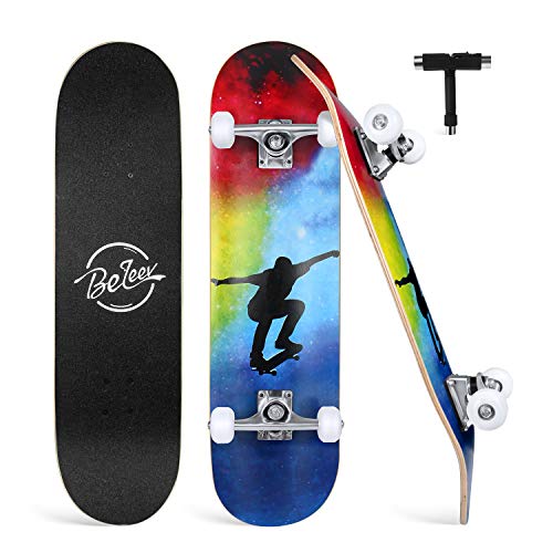 Beleev Skateboard 31x8 Zoll Komplette Cruiser Skateboard für Kinder Jugendliche...