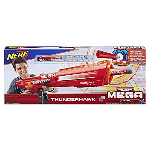 NERF Mega Thunderhawk, Spielzeugblaster mit Slide-Magazin und Klappbarem Stativ