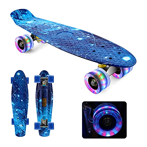 Skateboard Kinder, HOSWTLY Skateboard Retro Mini Cruiser Kickboard, 22 Zoll...