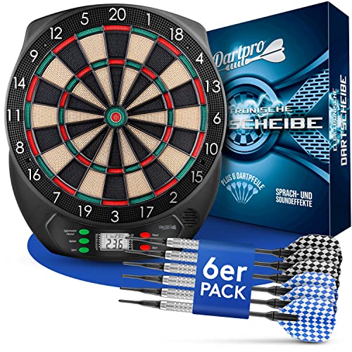 DartPro - DAS ORIGINAL - Elektronische Dartscheibe - Dartboard mit 6 Darts...