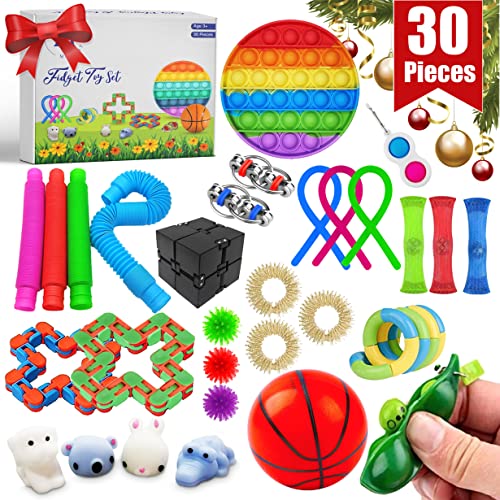 (30 Stück) Fidget Toys Set Box - Anti Stress Spielzeug für Kinder, Pop It Set,...